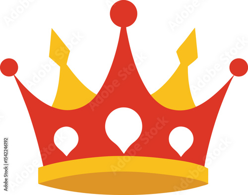 Red and Gold Fantasy Crown for King – Royal Vector Illustration
