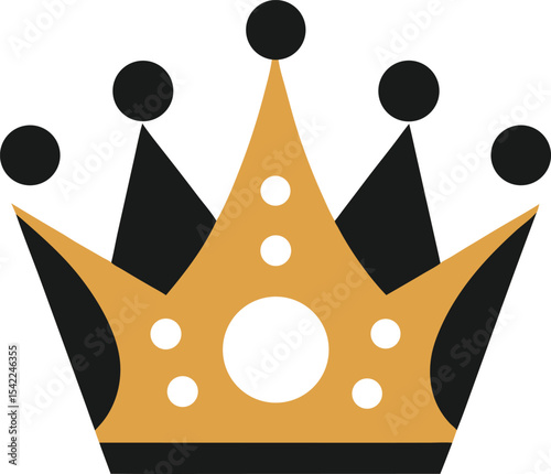 Vintage Golden Crown with Black Orbs – Classic Royal Vector