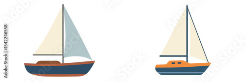 Stylish sailboats drifting in calm waters under bright blue sky during daytime