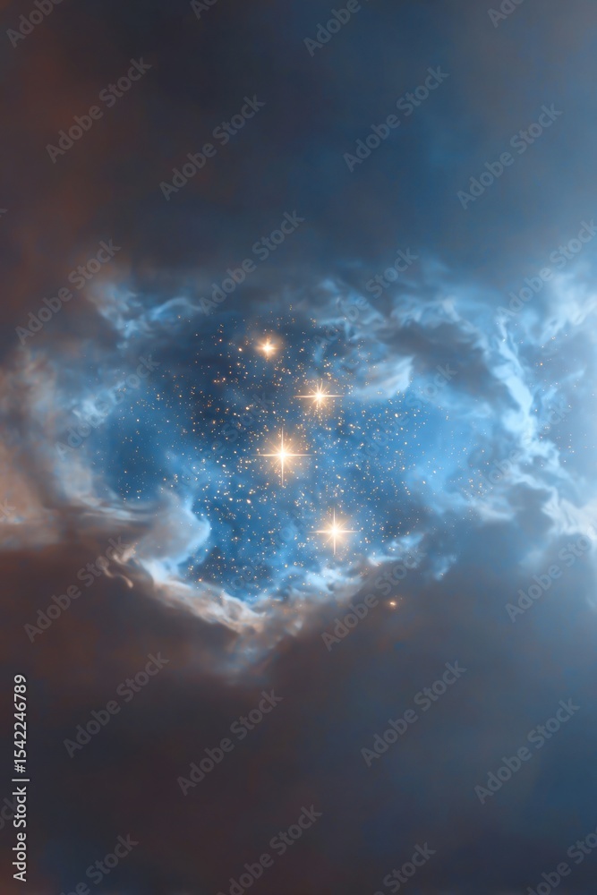 Obraz premium A dramatic celestial scene with a luminous cluster