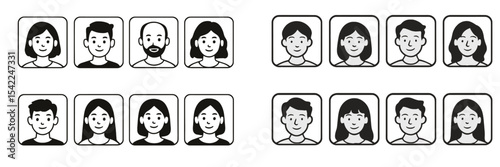Diverse group of people displayed in a grid format highlighting different facial expressions and features