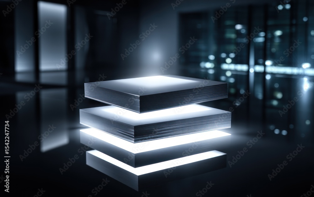 Obraz premium Lit cubes on a dark floor