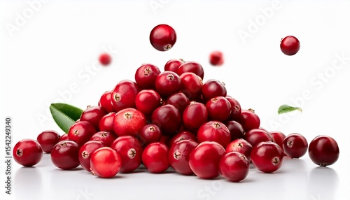 Cranberries with leaves in motion