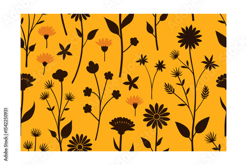 yellow flowers on a black background