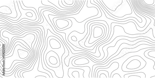 Topographic line map pattern. Black Contour and textured Background of geographic landscape terrain for hiking and mountain sport. Vector illustration
