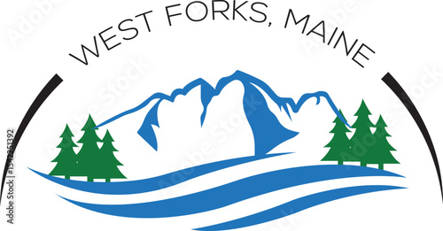 Modern shape snow mountain logo design.
