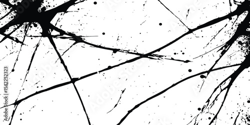 Abstract grunge splatter line pattern on white and transparent background. Abstract ink splatter pattern on a white background. Intricate designs of lines and dots in various sizes, creating a dynamic