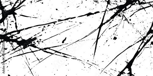 Abstract black ink stains and scratches grunge texture isolated white background. Intricate designs of lines and dots in various sizes, creating a dynamic and textured. 