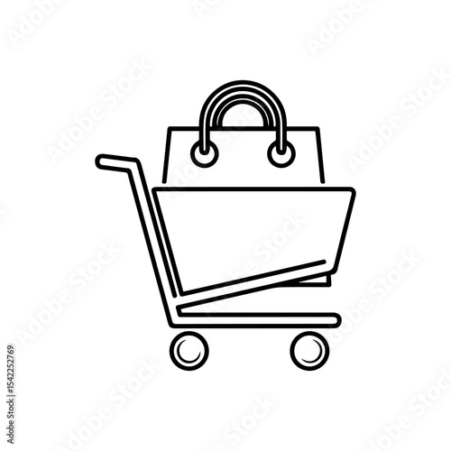 Shopping cart with a shopping bag