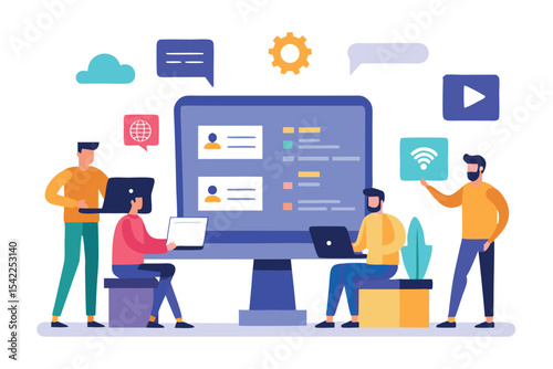corporate Office Environment with Business People – Flat Vector Bundle