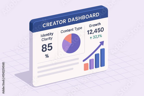 Digital creator dashboard with analytics and growth metrics display