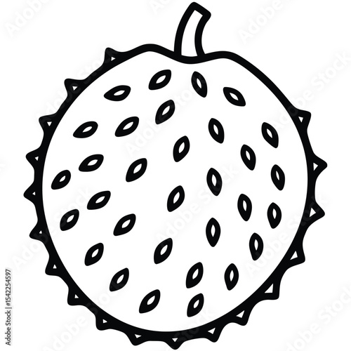 Line art cherimoya isolated on white background