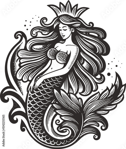 Minimal mermaid icon design