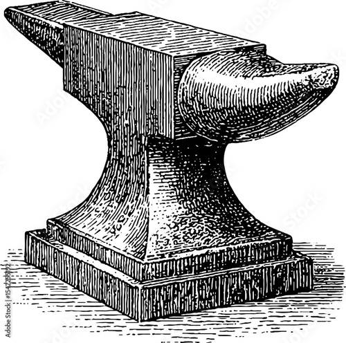 Vintage anvil in engraving and pencil sketch style for artistic design