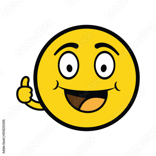 Happy Emoji Vector, Joyful Face Emoji Icon, Cheerful Yellow Smiley
