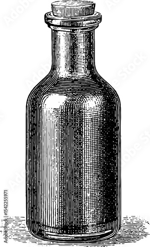 Vintage balsamic vinegar label with engraved bottle design for classic packaging