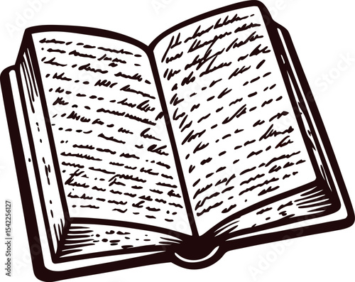 open-book-with-detailed-handwriting-inside----.eps