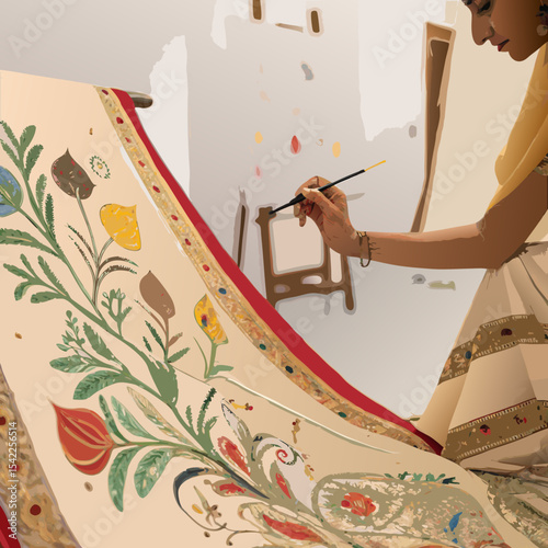 hand painted saree