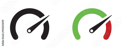 Speedometer Gauge Icons. Performance Meter with Color Segments. Victor illustration eps 10