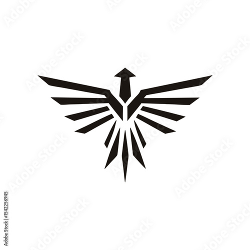 Geometric phoenix bird logo vector icon design, abstract firebird symbol, modern minimalistic style, elegant branding element for creative business identity

