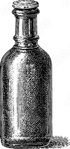 Vintage engraving style bottle of vermouth for beverage and packaging design