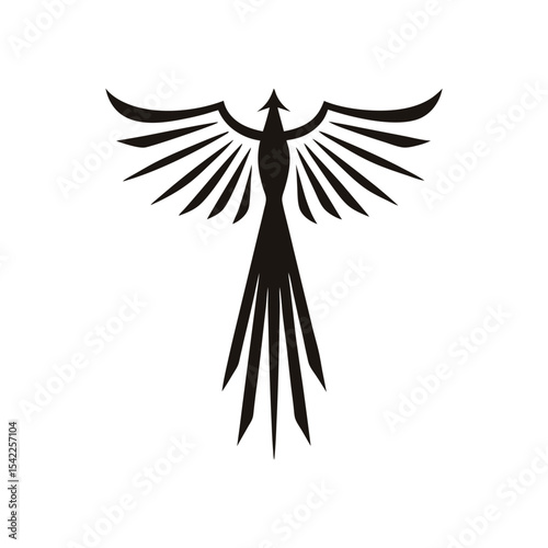 Fierce firebird phoenix logo icon with abstract geometric shape, modern vector design for branding, mythical creature emblem,
