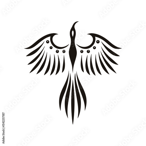 Creative phoenix bird logo icon in minimalist vector style, ideal for company branding, mythology, fantasy themes, tattoos, and luxury concepts

