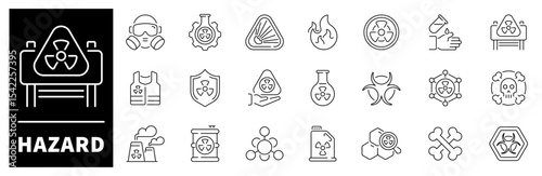 Hazard elements collection. Hazard vector icons in line style. Thin line icons related to hazard and danger