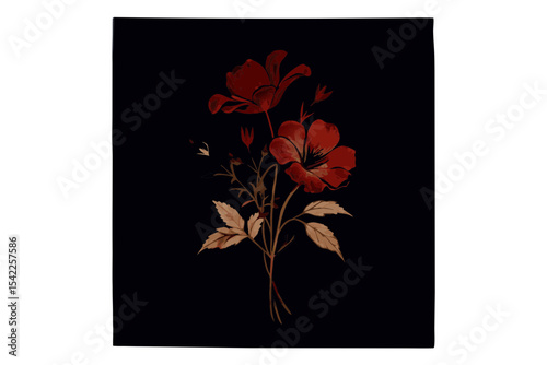 Artistic Flower Bouquet Illustration on Soft Beige Canvas