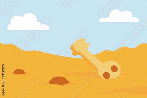 Sunset beach landscape with a sand castle silhouette, orange sky, and summer desert hills
