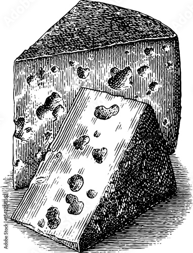 Vintage cheese board frame in engraving style for culinary art and design