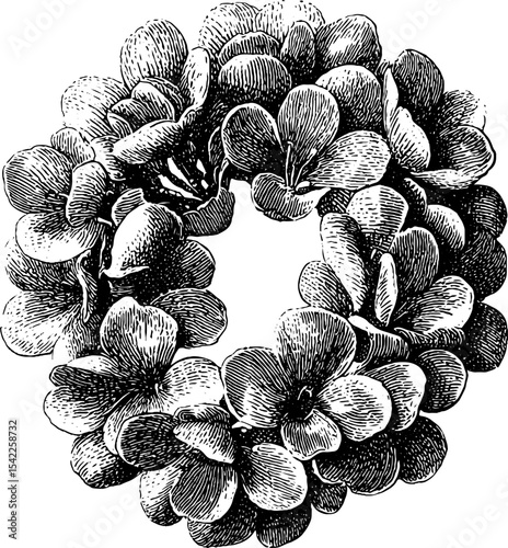 Vintage floral circle mandala frame in engraving style for design projects