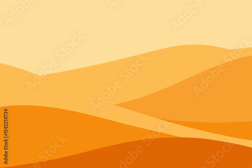 Orange sunset over desert sand dunes with artistic dry waves