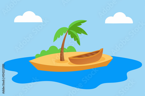tropical island with palm tree