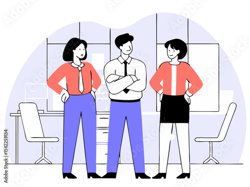 Confident Business Team - Professional Group Vector Illustration