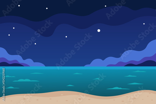 Tropical island paradise: sun-drenched beach, swaying palms, and a clear blue ocean under a vast sky