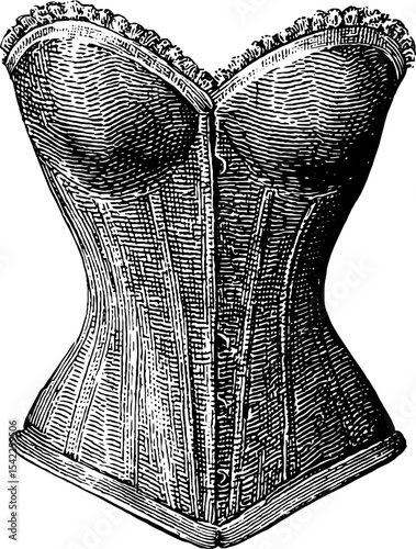 Vintage corset design with engraving style for historical fashion concepts