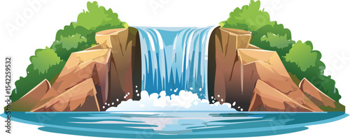 waterfall scene illustration