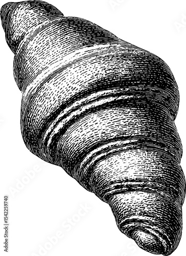 Vintage croissant engraving art for culinary design and decor