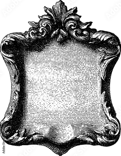 Vintage decorative letterpress label with ornate frame design for engraving and print