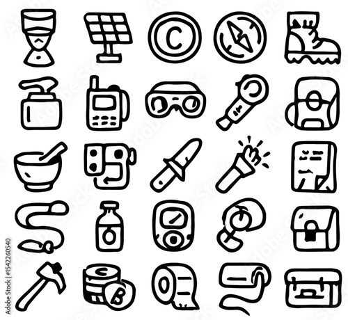 A versatile vector icon set for web and mobile applications, featuring symbols for business, finance, media, and more