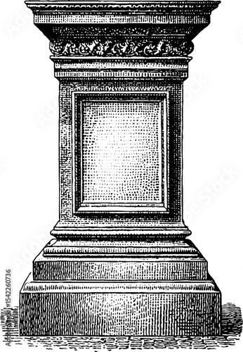 Vintage architectural plaque with decorative engraving for historical design projects