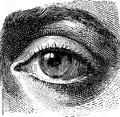 Intricate eye in pyramid design in vintage engraving and pencil style