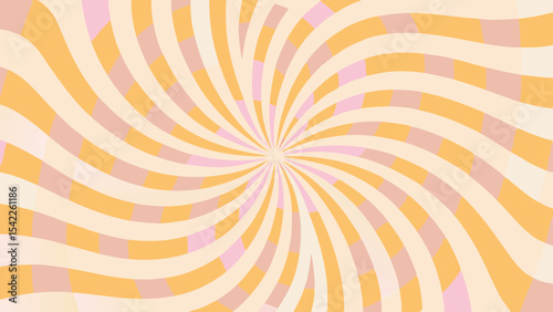 Swirling pattern of alternating orange and pink stripes emanating from a central point design