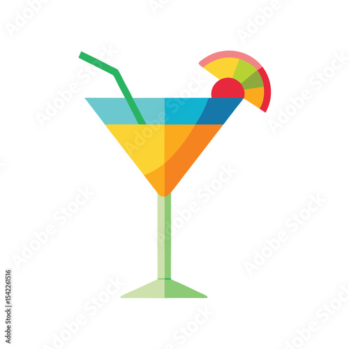 Refreshing Summer Cocktail A Vibrant, Tropical Drink Illustration