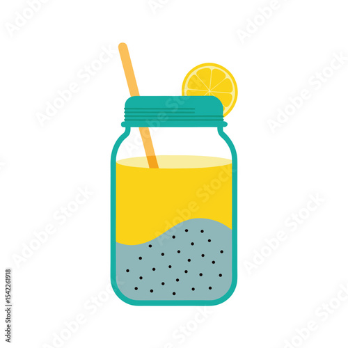 Refreshing Lemon and Chia Seed Drink in a Mason Jar A Summer Delight