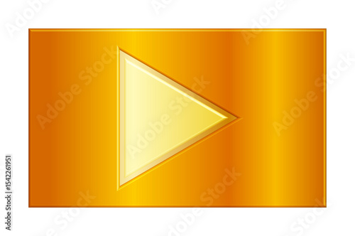 Gold Play Button Icon - 3D Golden Media Player Start Symbol
