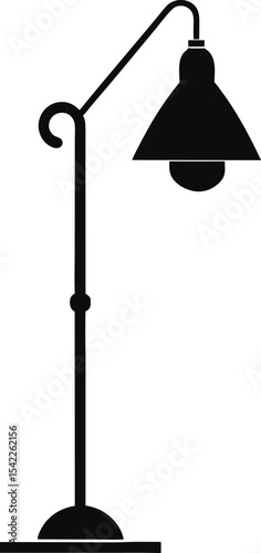 Black silhouette of a floor lamp icon 