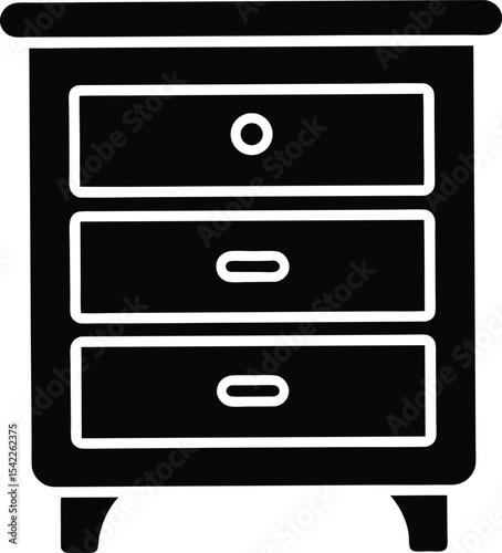 Black silhouette of a Nightstand Drawer Cabinet icon 
