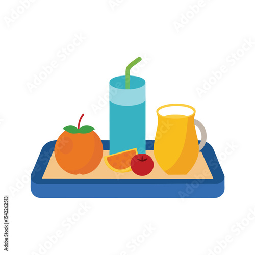 Refreshing Morning Juicy Fruits and Drinks on a Tray